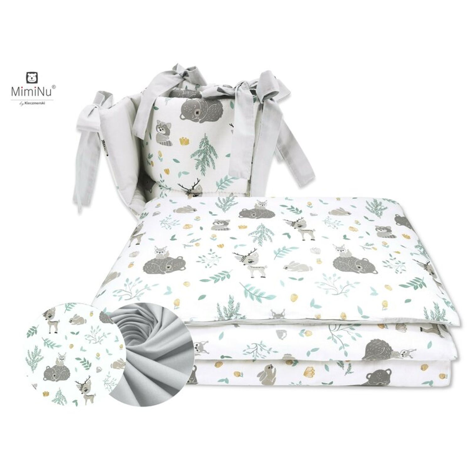 MimiNu - Set 3 piese patut, Forest friends Grey/Mint fotografia produsului View 2 L