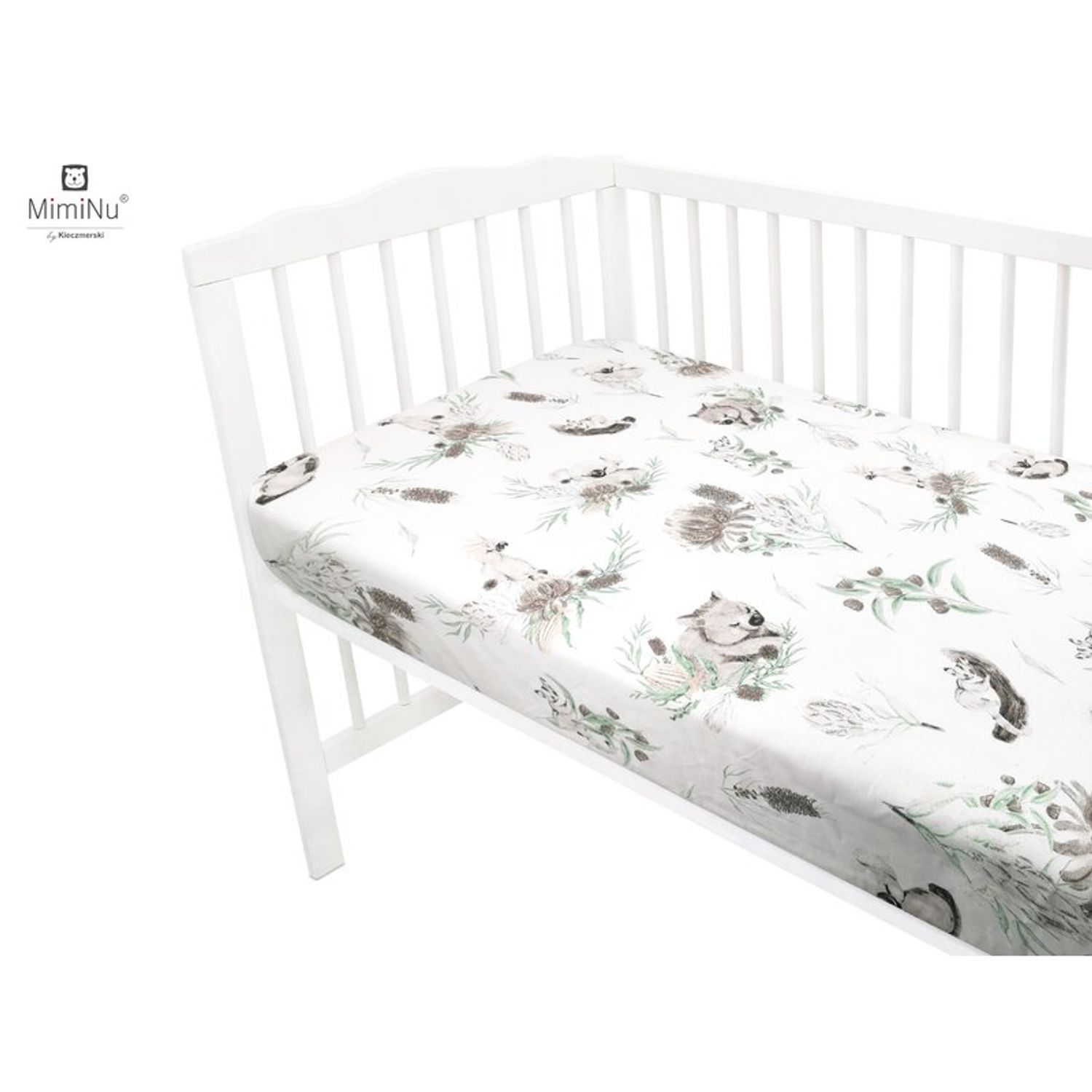 MimiNu - Cearceaf cu elastic, 120X60 cm, Australian Animals Beige fotografia produsului View 2 L