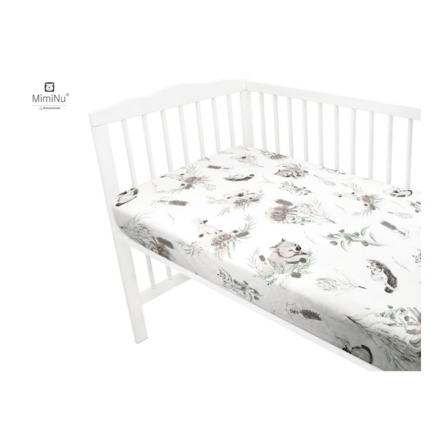 MimiNu - Cearceaf cu elastic, 120X60 cm, Australian Animals Beige fotografia produsului