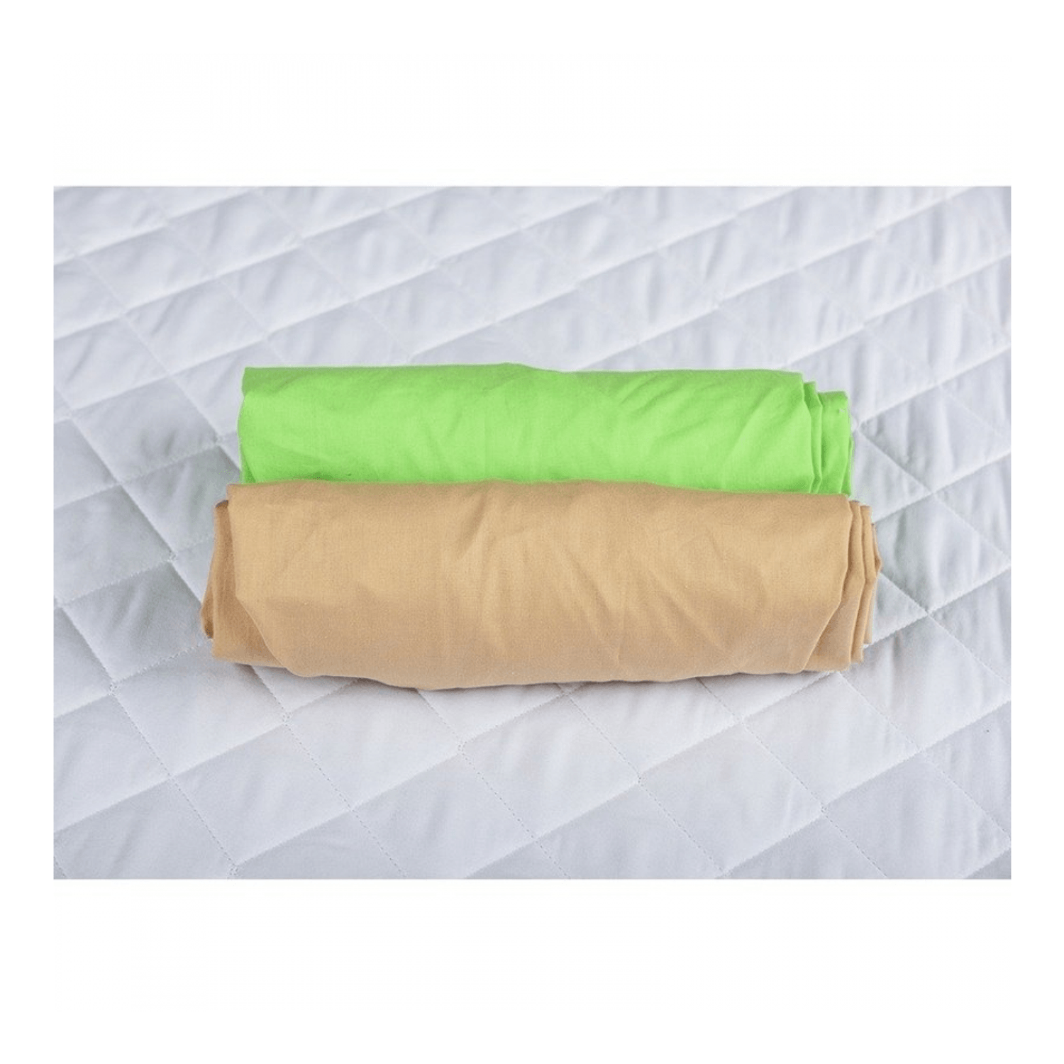 BabyNeeds - Set 2 cearceafuri cu elastic 140x70 cm, Cappuccino+Verde fotografia produsului