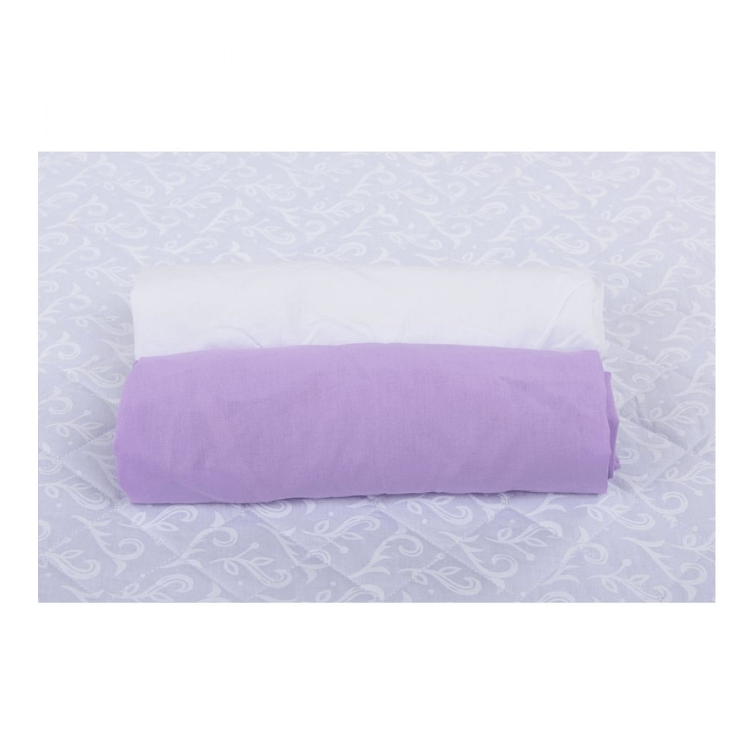 BabyNeeds - Set 2 cearceafuri cu elastic 140x70 cm, Alb+Lila fotografia produsului