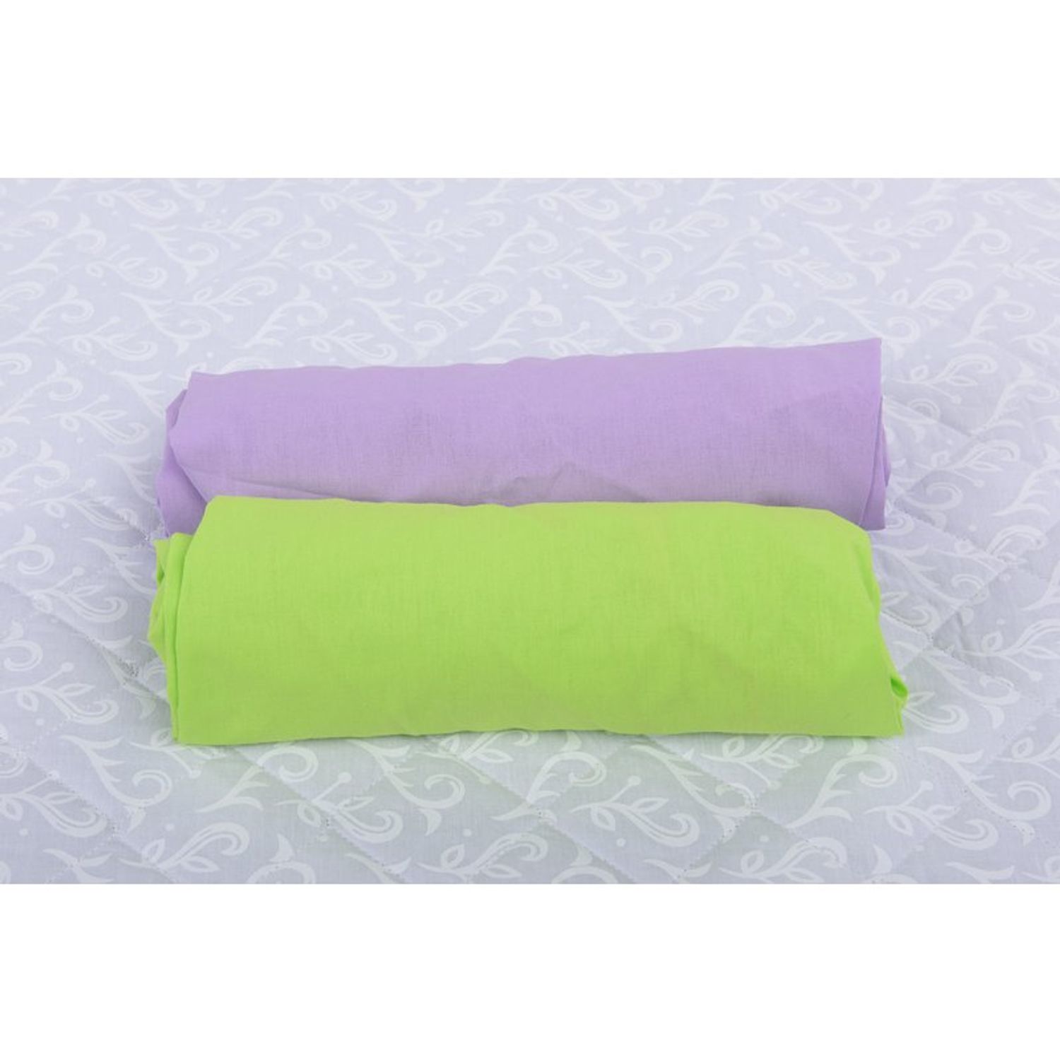 BabyNeeds - Set 2 cearceafuri cu elastic 140x70 cm, Lila+Verde fotografia produsului View 2 L