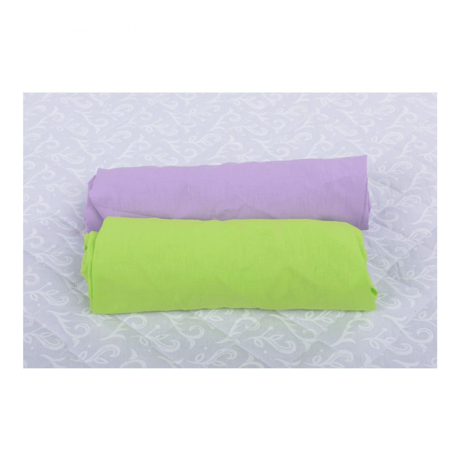 BabyNeeds - Set 2 cearceafuri cu elastic 140x70 cm, Lila+Verde fotografia produsului