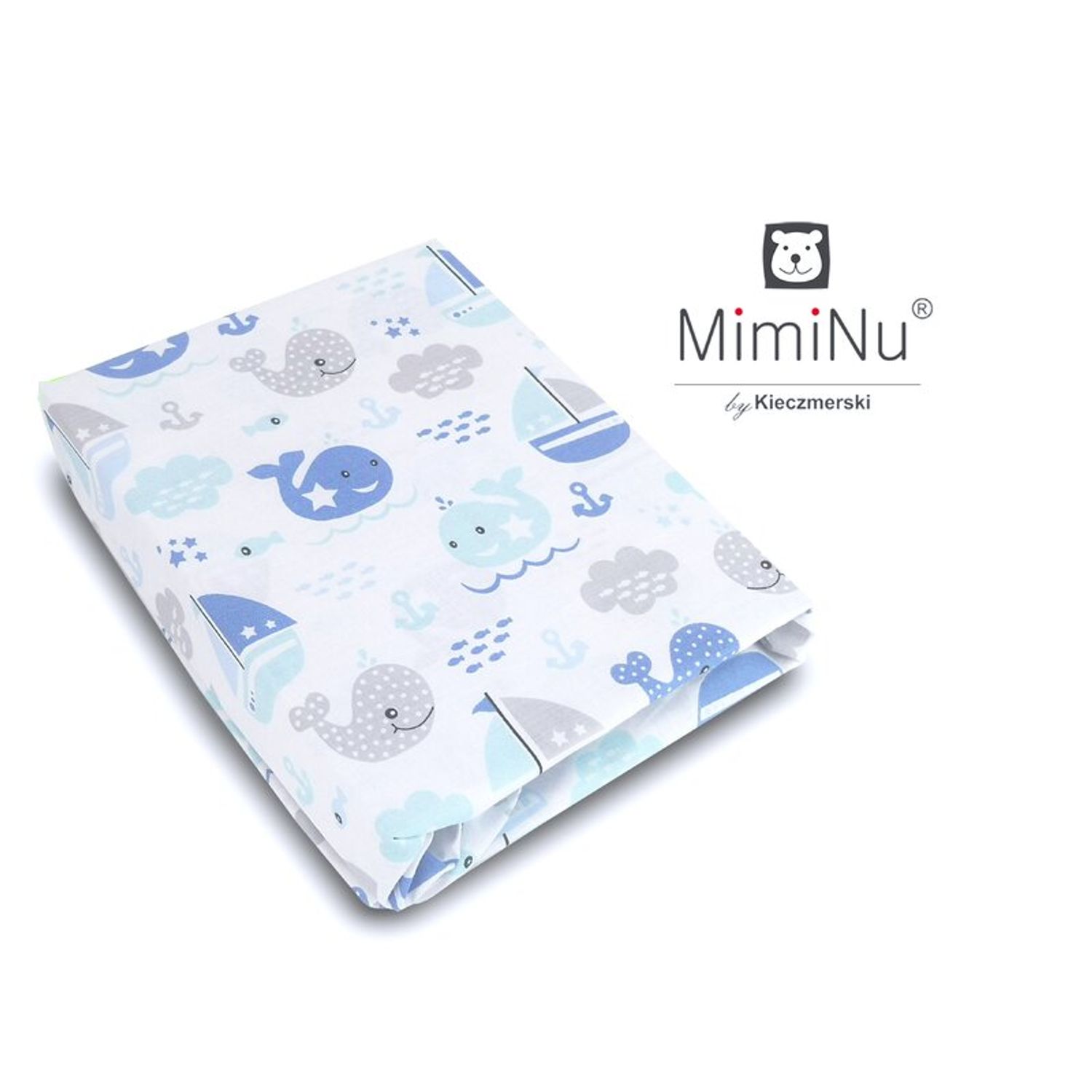 MimiNu - Cearceaf cu elastic, 140X70 cm, Blue fish fotografia produsului View 2 L
