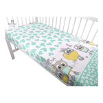 MimiNu - Cearceaf cu elastic, 120X60 cm, Cute owls Mint fotografia produsului