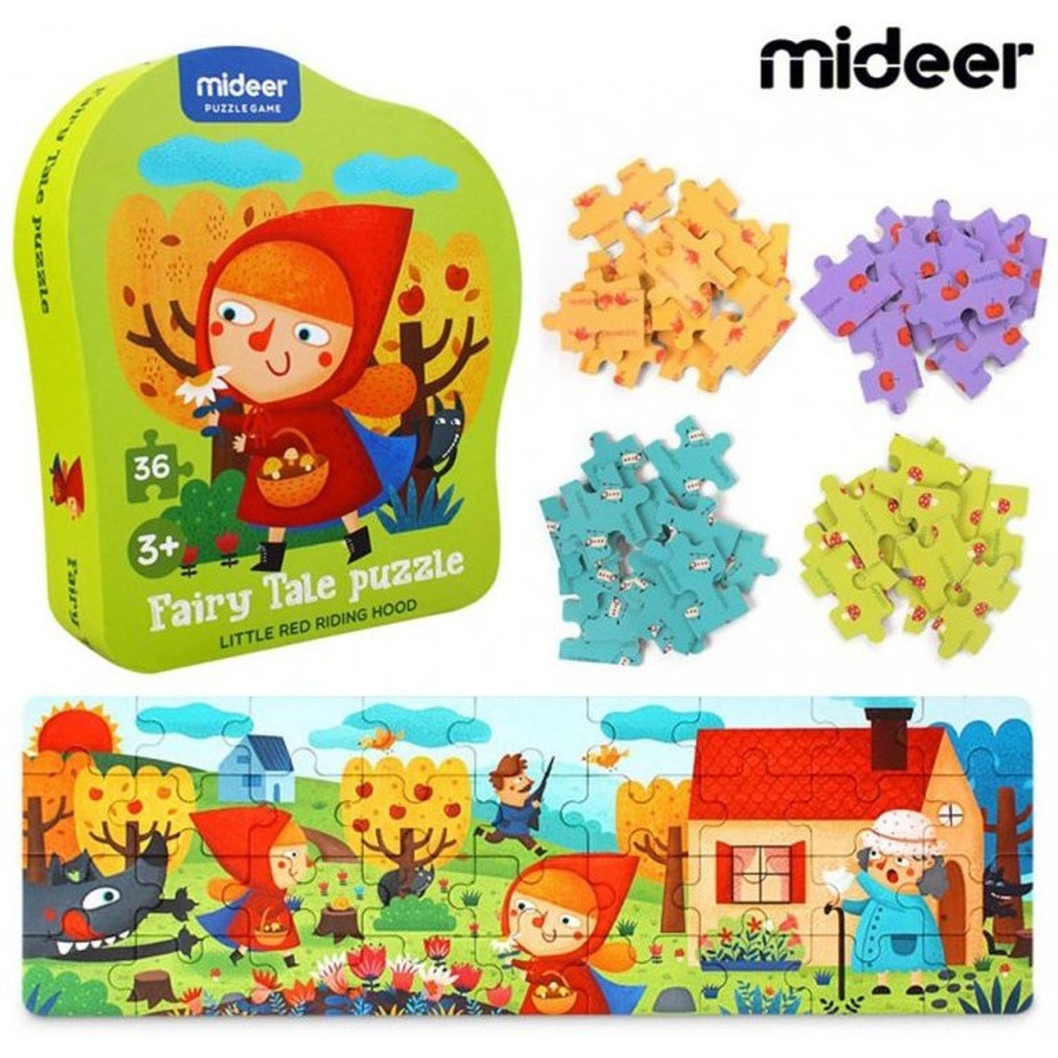 Puzzle poveste &acirc; Scufita rosie, 36 piese Mideer MD3061 fotografia produsului View 3 L