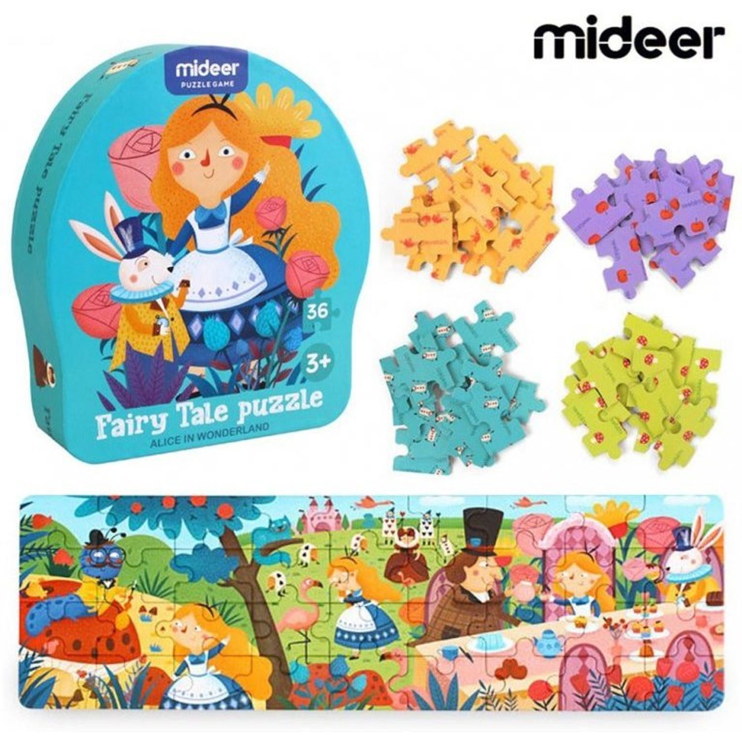 Puzzle poveste &acirc; Alice in tara minunilor, 36 piese Mideer MD3058 fotografia produsului View 3 L