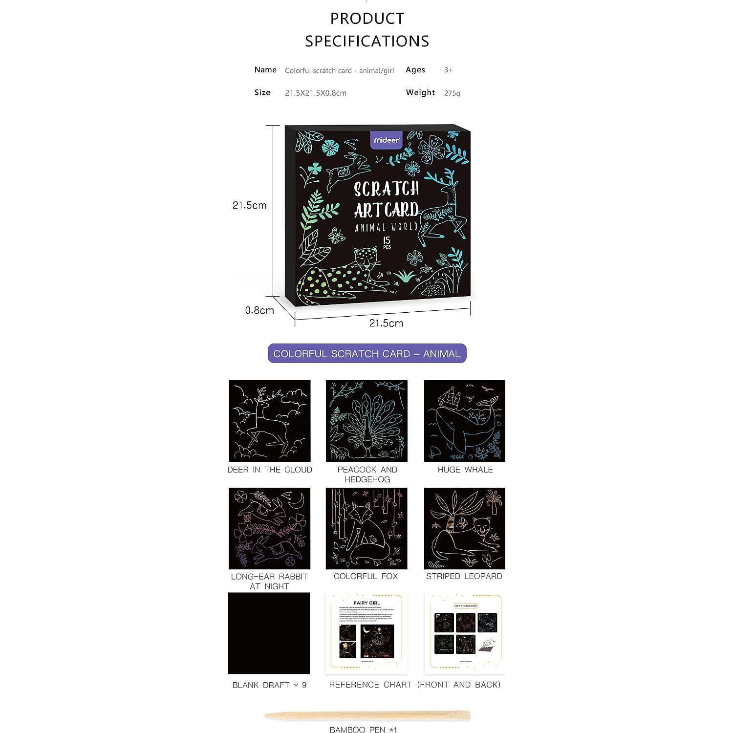 Set Scratch art Animal, 15 piese Mideer MD4083 fotografia produsului View 3 L