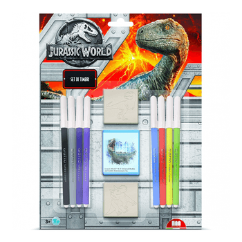 Set pictura 11 piese, 2 stampile, tus si 8 carioci Jurassic World Multiprint MP26975