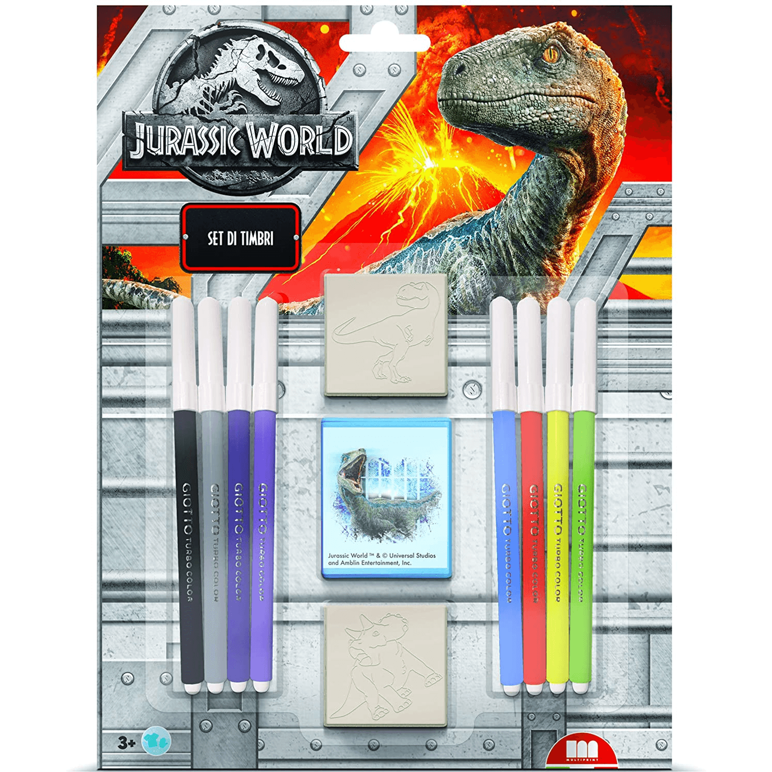 Set pictura 11 piese, 2 stampile, tus si 8 carioci Jurassic World Multiprint MP26975 fotografia produsului View 2 L