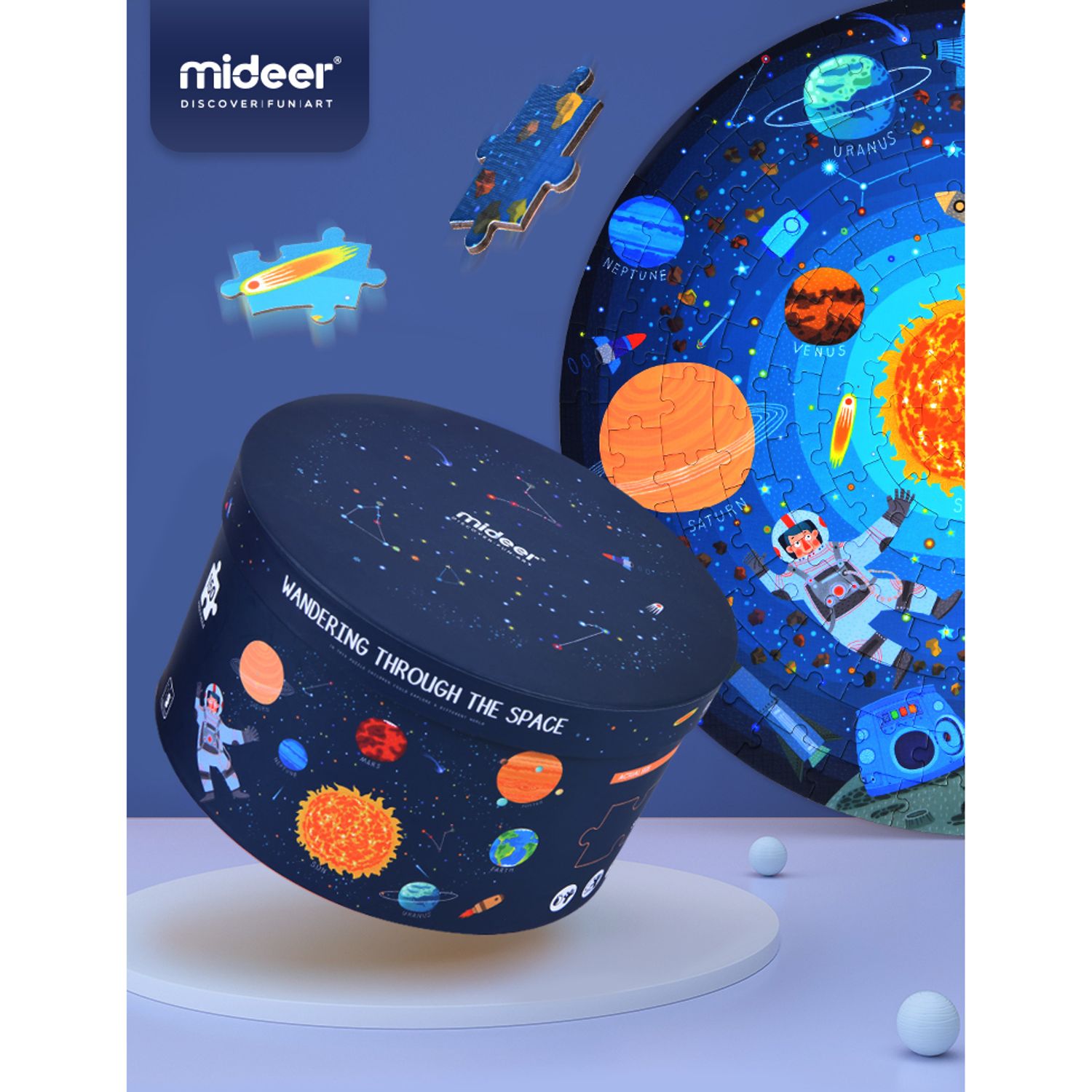 Puzzle rotund Spatiu, 150 piese Mideer MD3082 fotografia produsului View 6 L