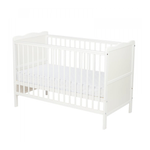 Qmini - Patut din lemn Julia 120x60 cm, multifunctional, Alb + Saltea 12 cm fotografia produsului