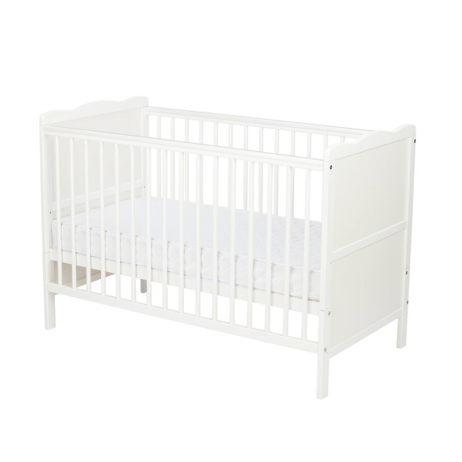 Qmini - Patut din lemn Julia 120x60 cm, multifunctional, Alb + Saltea 12 cm fotografia produsului