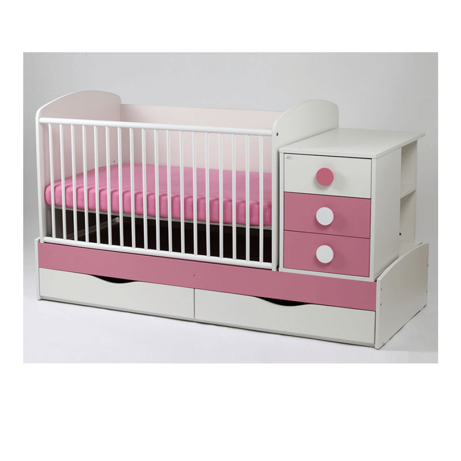 Patut Transformabil MyKids Silence Alb-Roz Cu Leg 4059 fotografia produsului