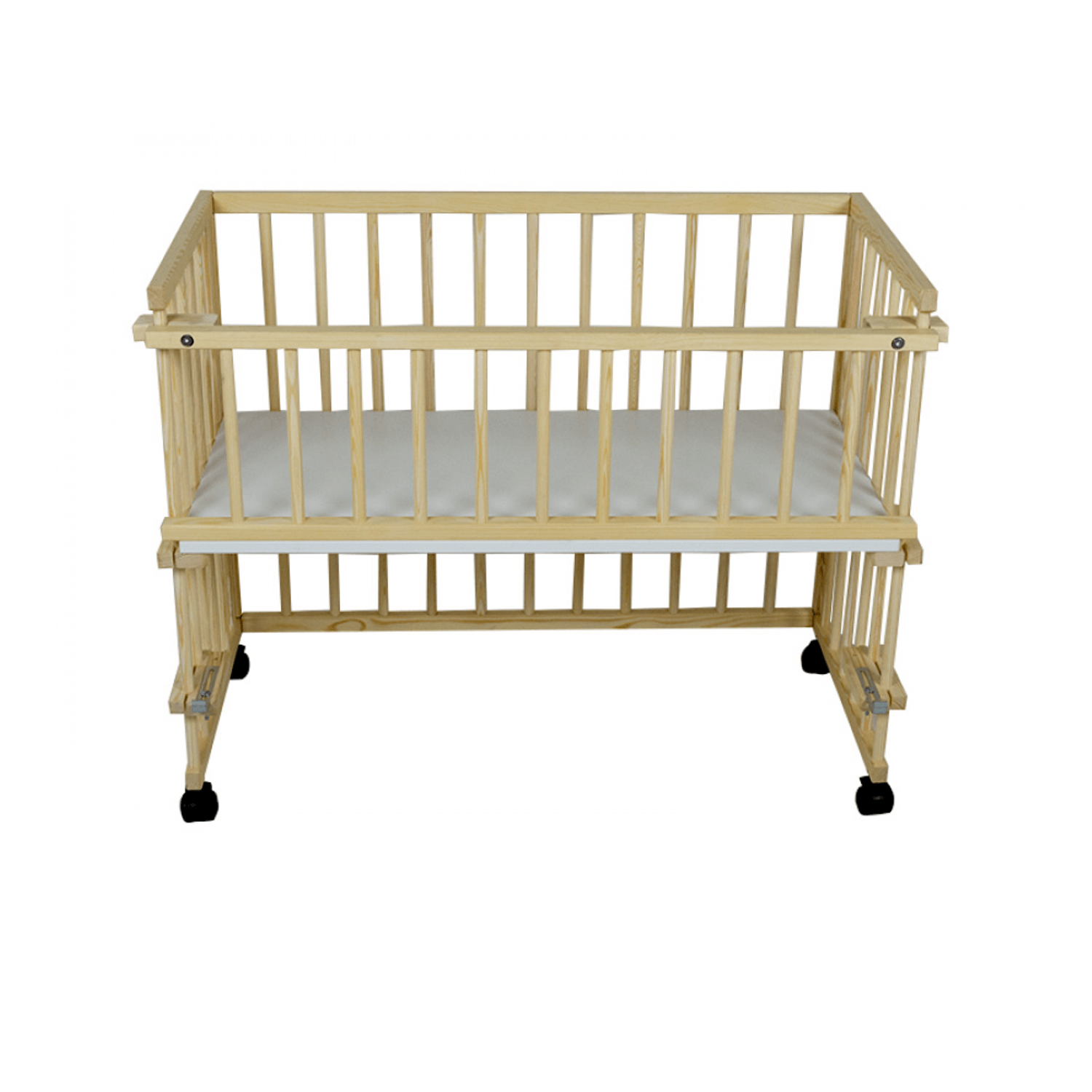 Patut copii lemn fara sertar KLUPS Piccolo Due Natur-Albastru Cu Saltea fotografia produsului