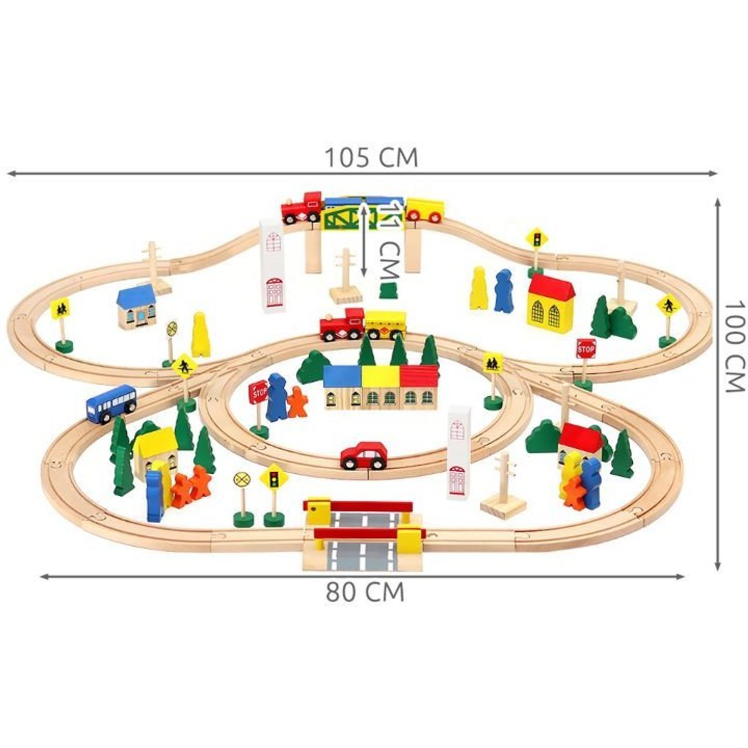 Circuit Trenulet din Lemn 100 piese Iso Trade MY17467 fotografia produsului View 5 L