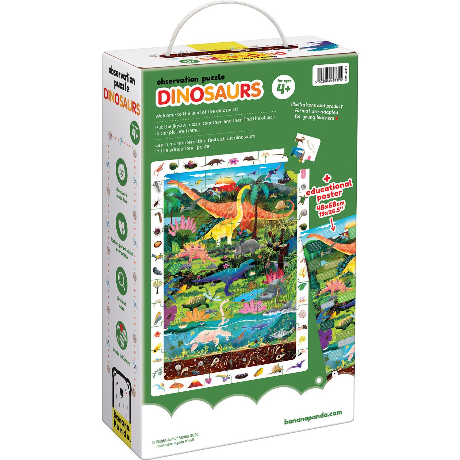 Puzzle Dinozauri 60 piese, 48x68cm Banana Panda BP49112 fotografia produsului View 3 L