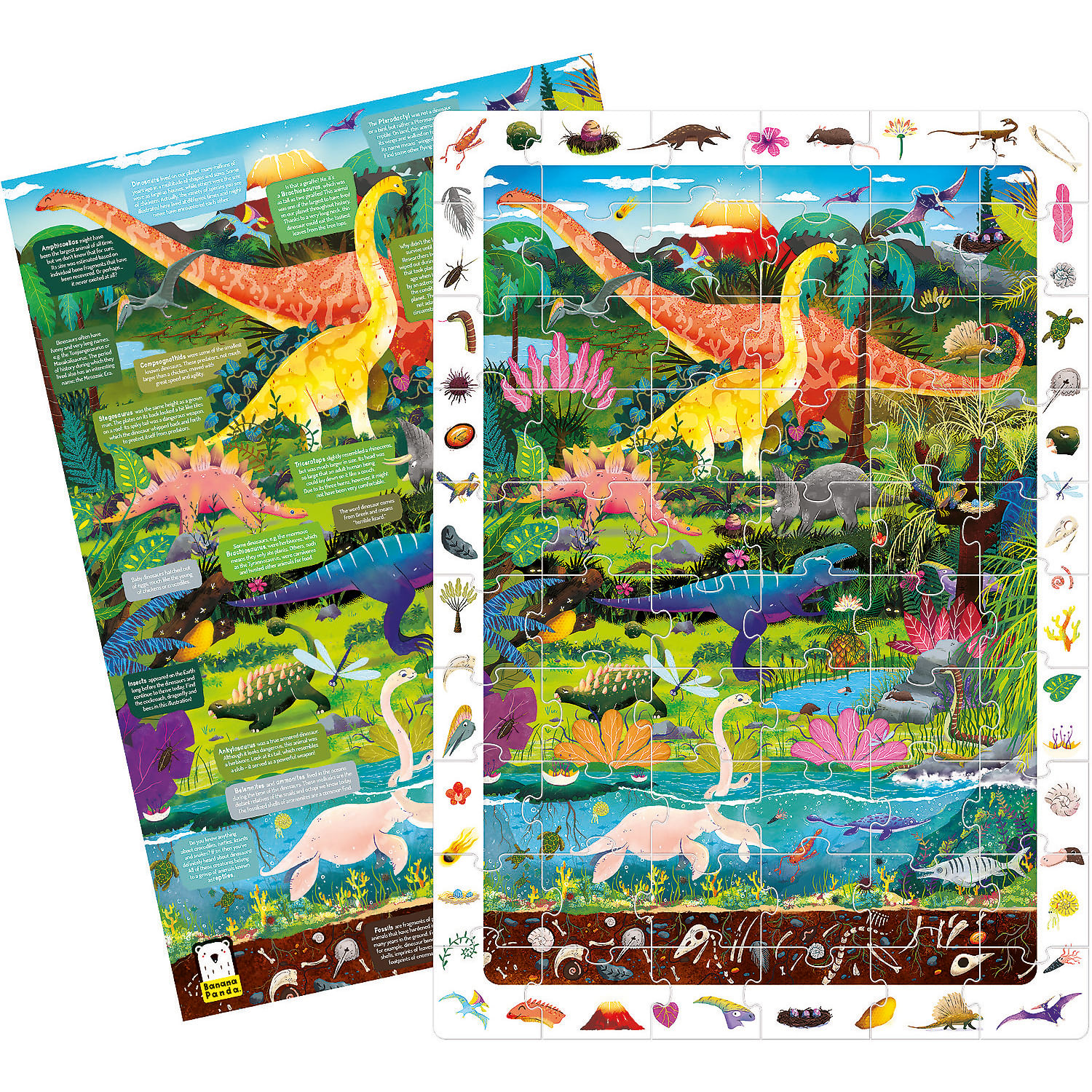 Puzzle Dinozauri 60 piese, 48x68cm Banana Panda BP49112 fotografia produsului View 5 L