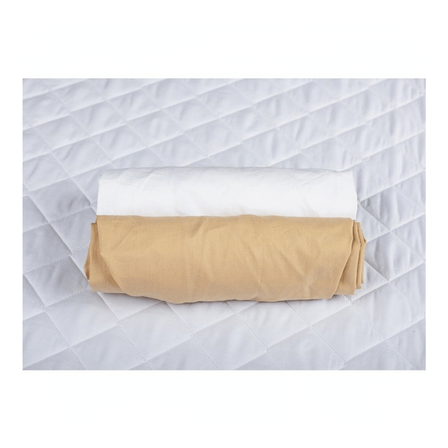BabyNeeds - Set 2 cearceafuri cu elastic 120x60 cm, Cappuccino+Alb fotografia produsului