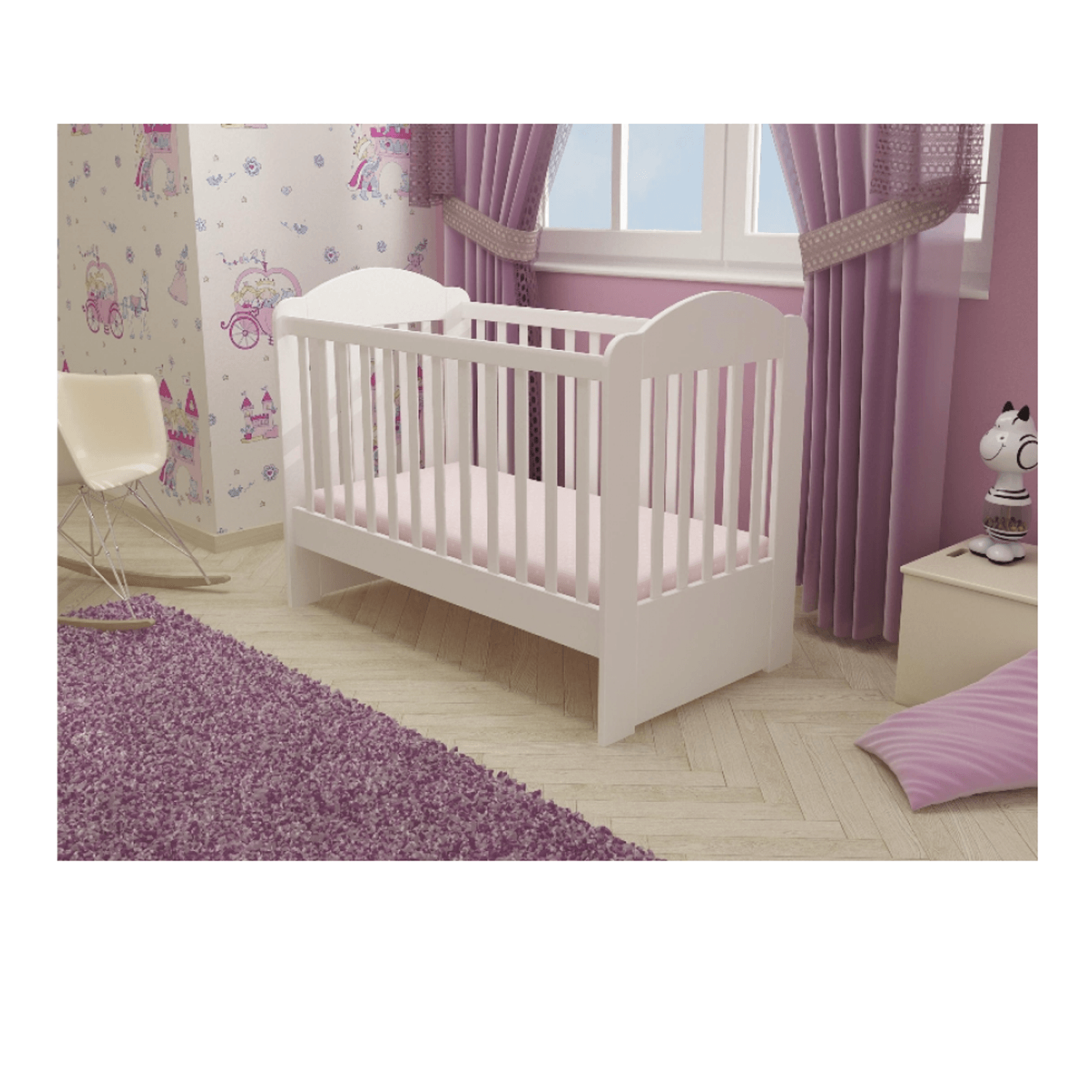 Patut din lemn MyKids Olivia cu lat. culisabila Alb D101 fotografia produsului