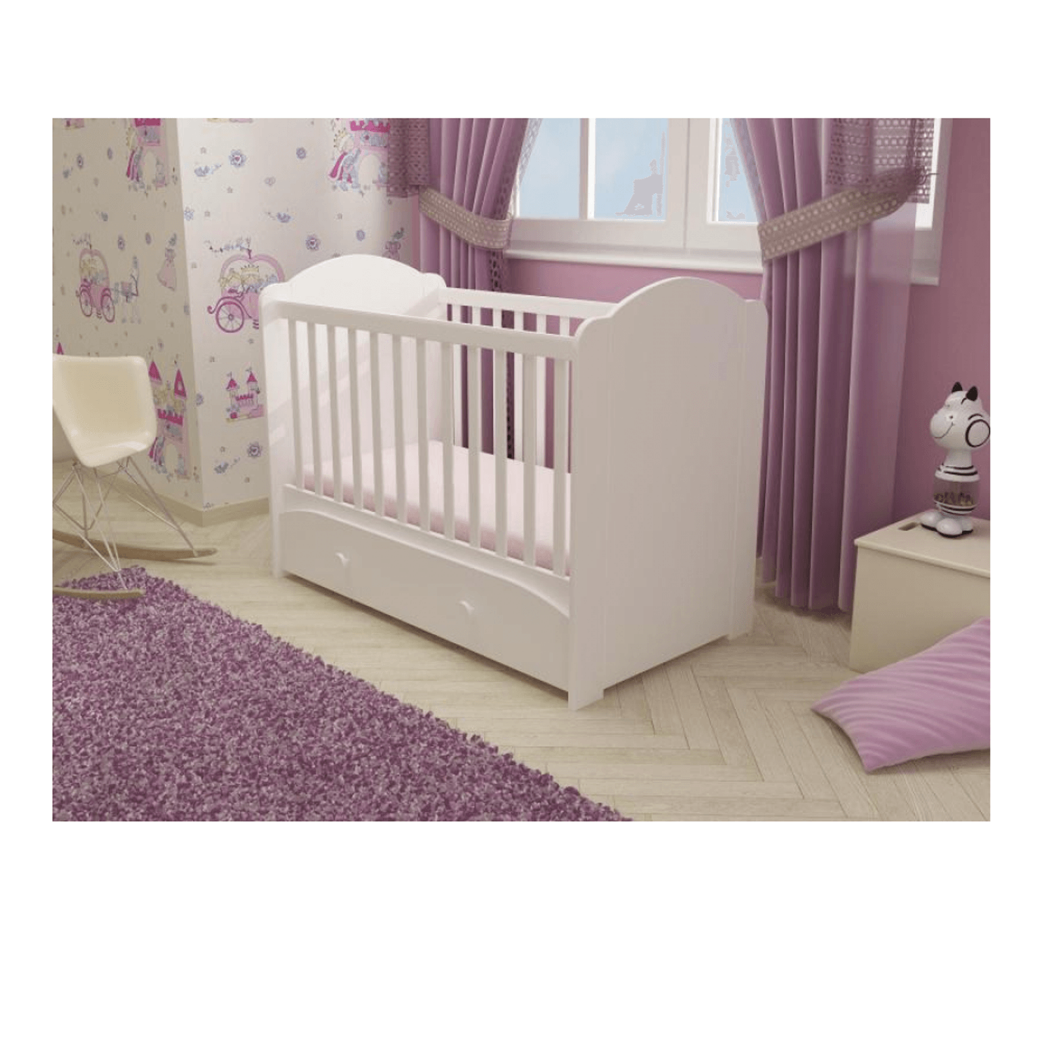 Patut cu sertar MyKids MIKI Alb-Alb D101 fotografia produsului