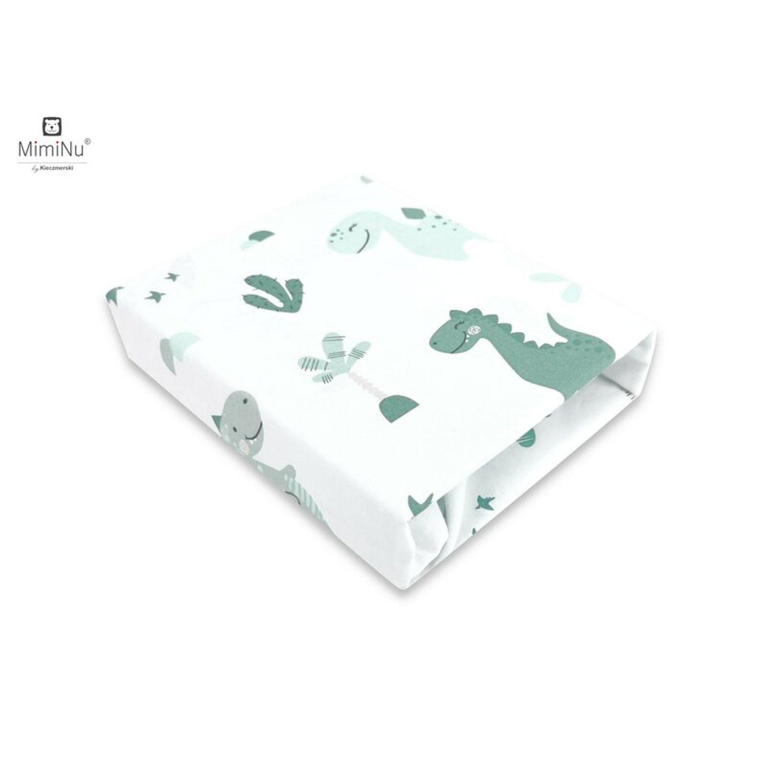 MimiNu - Cearceaf cu elastic, 120X60 cm, Dino Mint fotografia produsului View 2 L