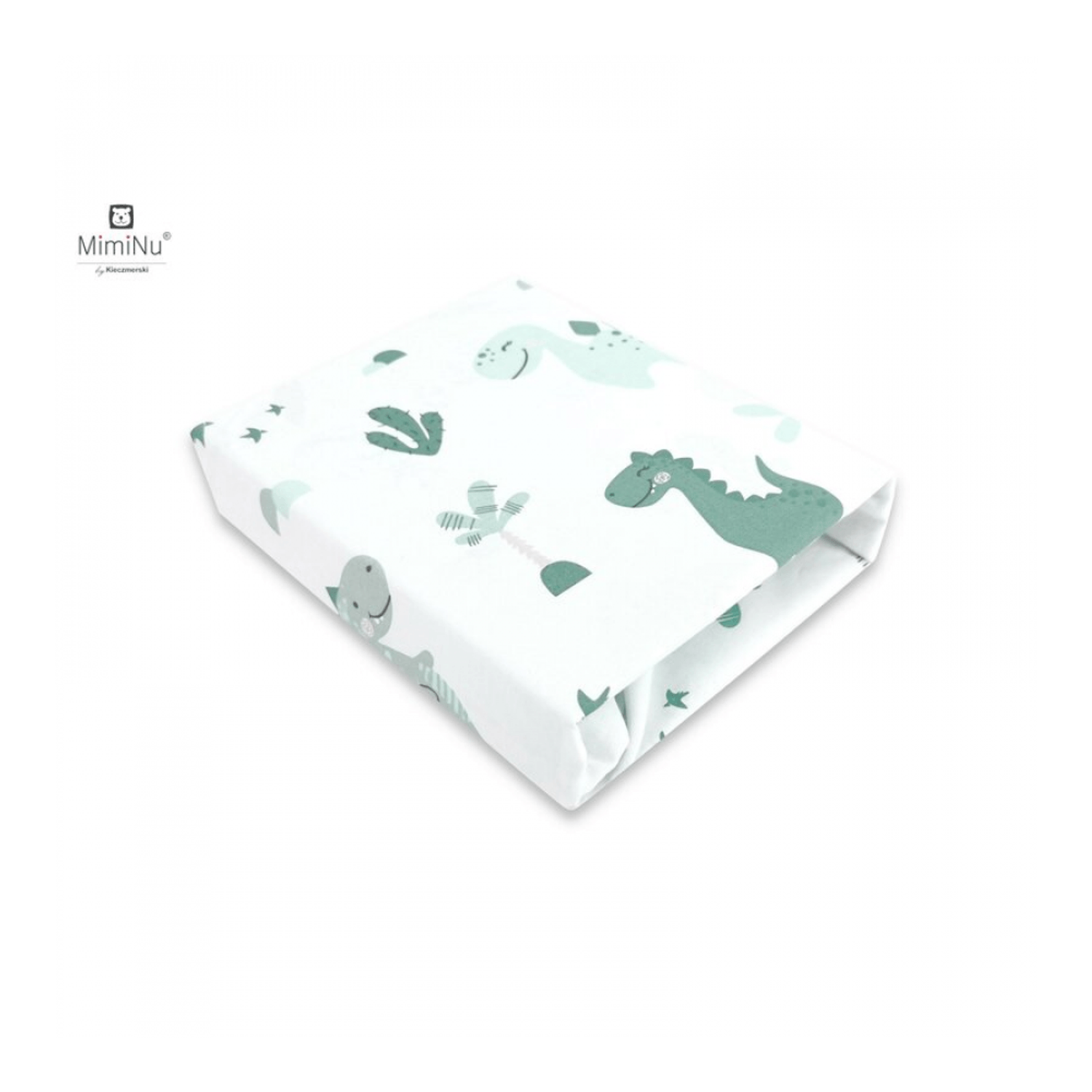 MimiNu - Cearceaf cu elastic, 120X60 cm, Dino Mint fotografia produsului