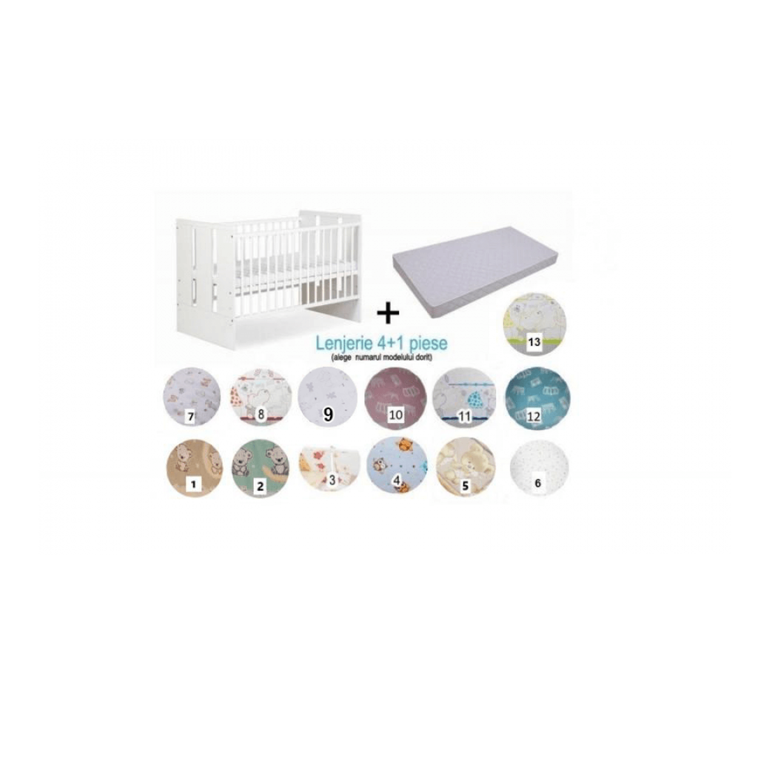 Pachet 3 in 1 Patut Paula Alb 120x60 fotografia produsului