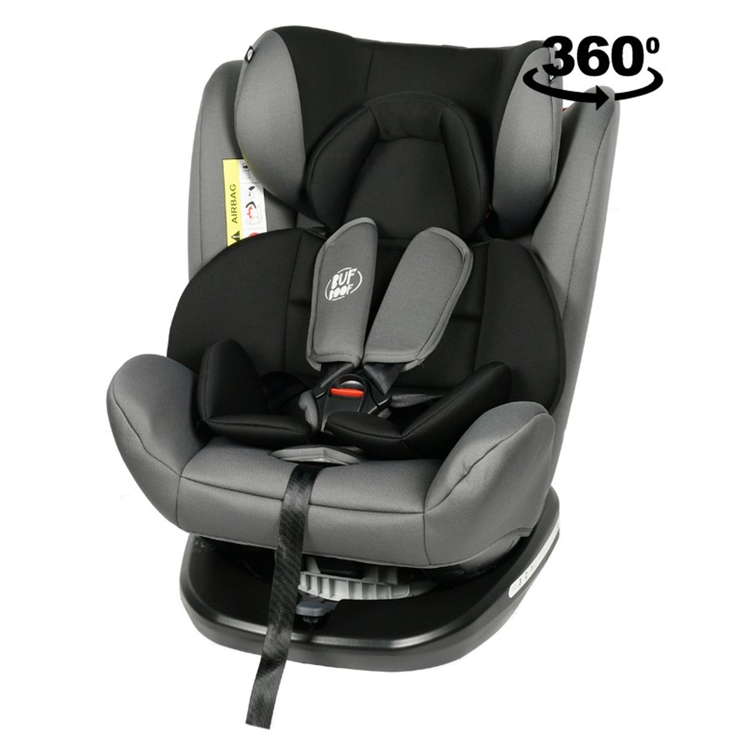 Scaun Auto Tweety Grey cu Isofix rotativ 360 grade BUF BOOF 0 36 kg baza neagra fotografia produsului