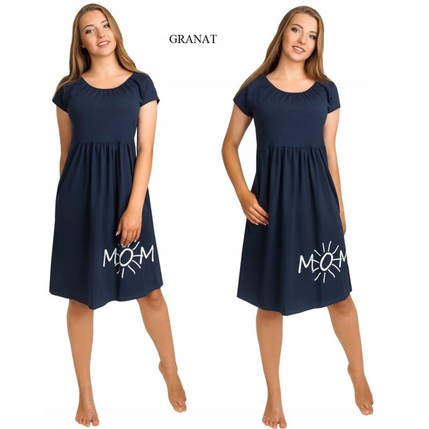 Qmini - Camasa de alaptat, L/XL, Din bumbac si elastan, MOM, Bleumarin fotografia produsului