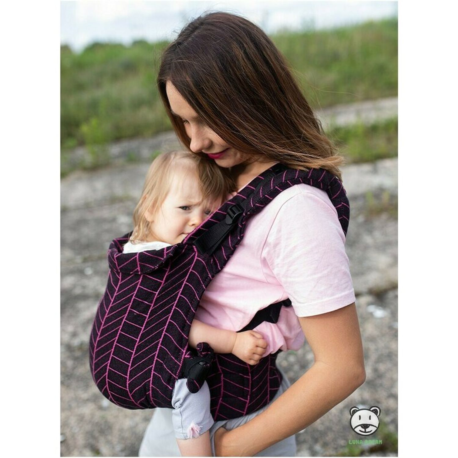 Luna Dream - Marsupiu ajustabil Grow Up Wrap Big Herringbone, Dark Pink fotografia produsului