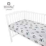 MimiNu - Cearceaf cu elastic, 140X70 cm, Panda happy day Mint fotografia produsului