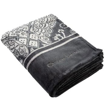 Patura christian lacroix, fleece, 100% polyester, 180 x 220 cm, gri-negru