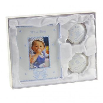 Set cadou rama foto, cutiuta prima suvita si cutiuta primul dintisor blue juliana