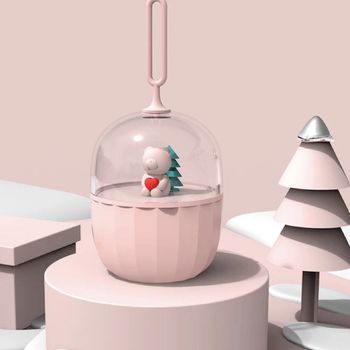 Lampa music box, sunet alb, usb, pink bear
