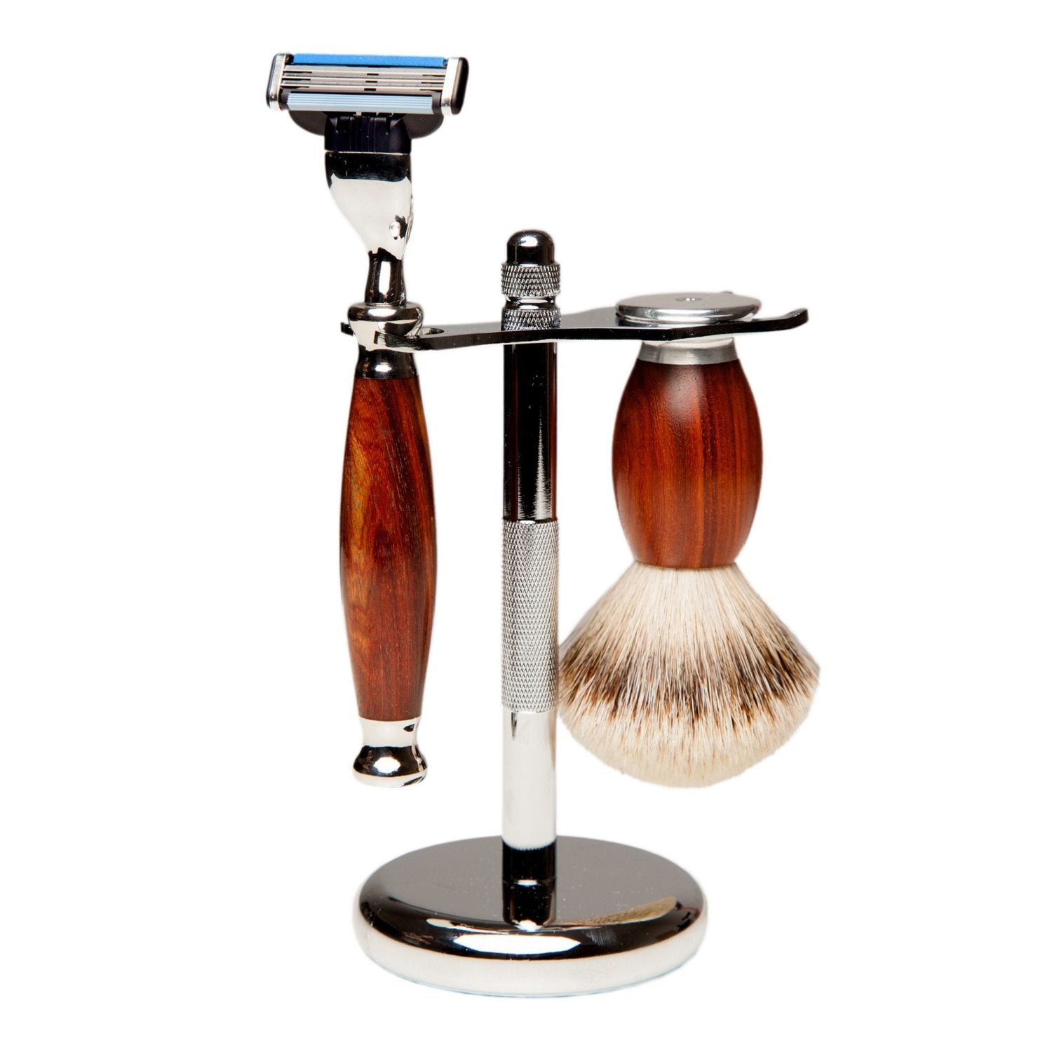 Set cadou barbierit cu Safety Razor, 3 lame, mahon fotografia produsului View 2 L