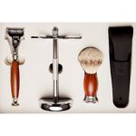 Set cadou barbierit cu Safety Razor, 3 lame, mahon fotografia produsului
