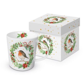 Cana portelan pentru ceai, cafea, craciun