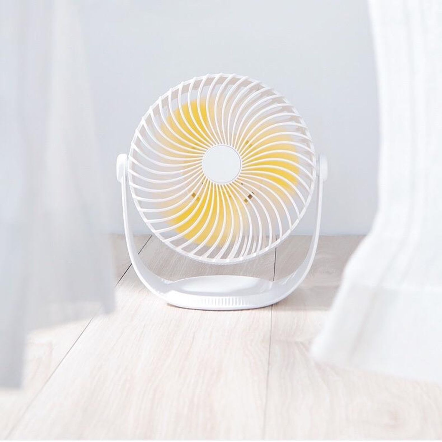 Mini Fan pentru birou USB Alb/Galben fotografia produsului View 2 L