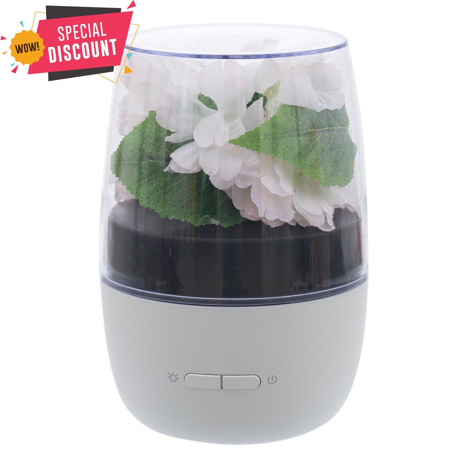 Difuzor Aromaterapie, 100ml, model cu flori, USB, Alb fotografia produsului View 5 L