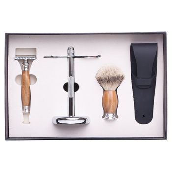 Set cadou barbierit clasic cu safety razor, santal