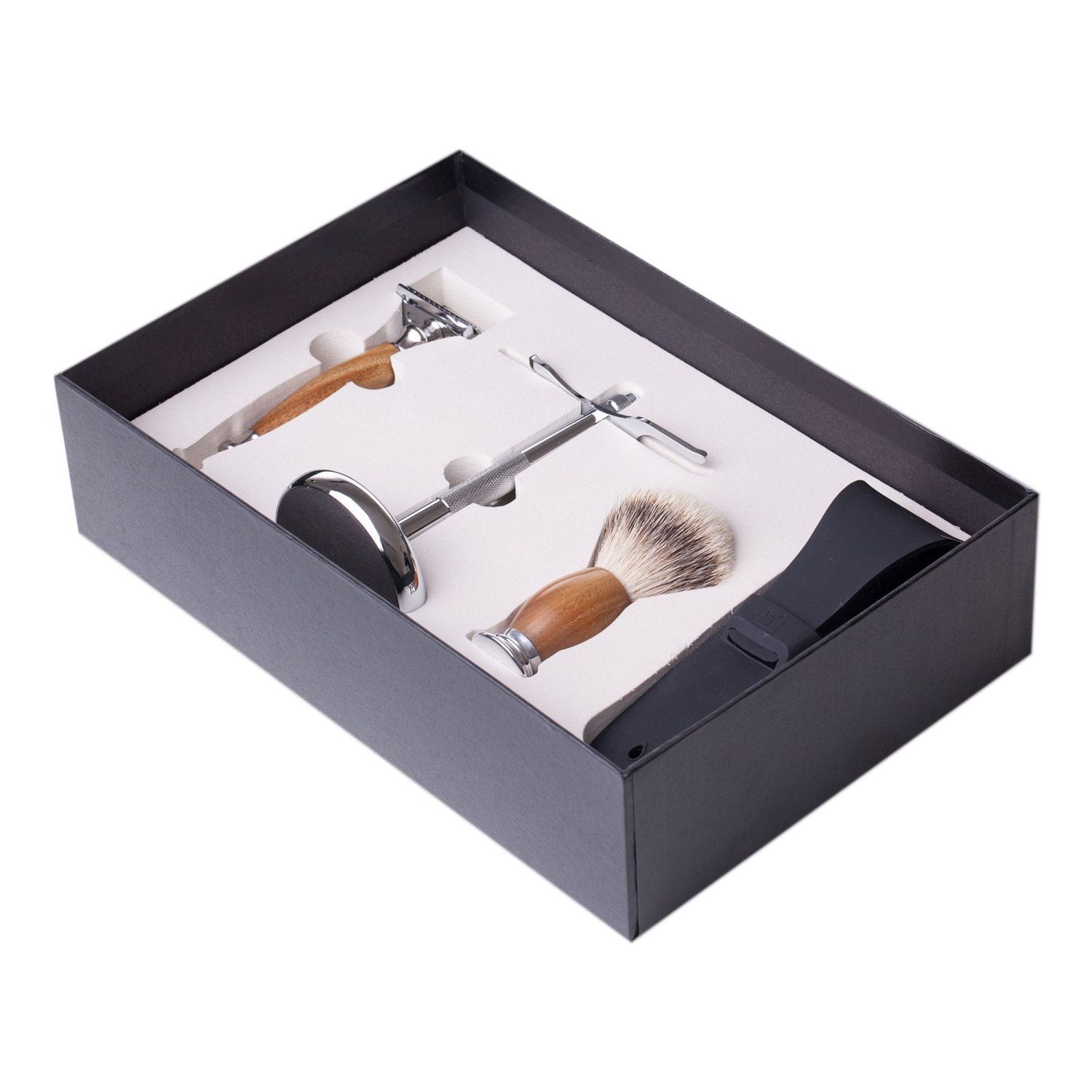Set cadou barbierit clasic cu Safety Razor, santal fotografia produsului View 2 L