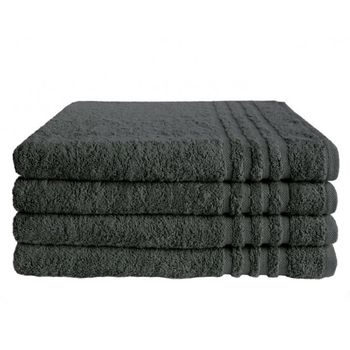 Set 4 prosoape quasar & co., model byrk, 100% bumbac, 500 g/mp, 50 x 100 cm, gri antracit