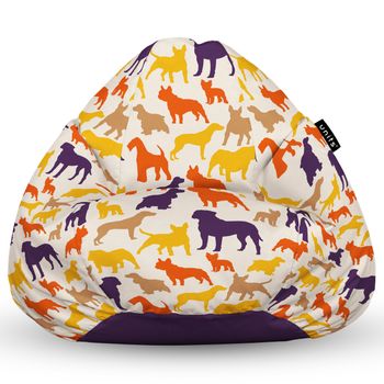 Fotoliu units puf (bean bag) tip para, impermeabil, cu maner, 80 x 90 x 68 cm, caini siluete