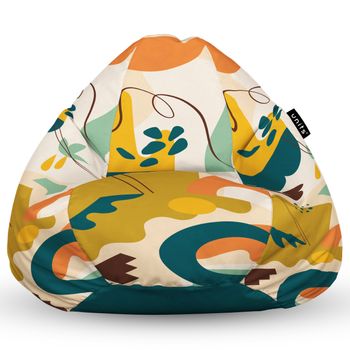 Fotoliu units puf (bean bag) tip para, impermeabil, cu maner, 80 x 90 x 68 cm, abstract jungle