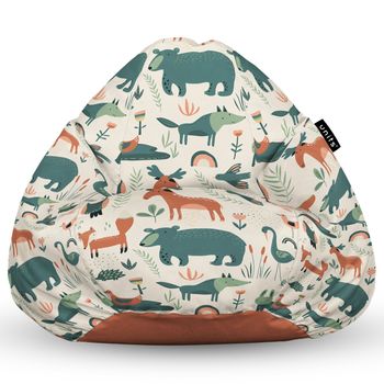 Fotoliu units puf (bean bag) tip para, impermeabil, cu maner, 80 x 90 x 68 cm, ursi cerbi si alti prieteni