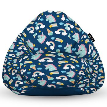 Fotoliu units puf (bean bag) tip para, impermeabil, cu maner, 80 x 90 x 68 cm, unicorns and ice-cream