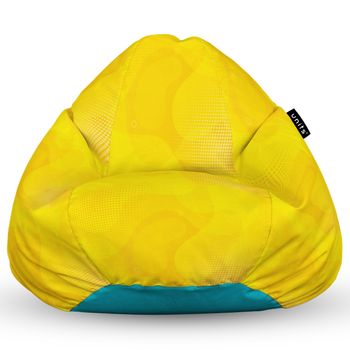 Fotoliu units puf (bean bag) tip para, impermeabil, cu maner, 80 x 90 x 68 cm, abstract galben
