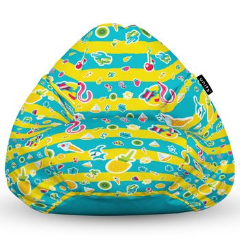 Fotoliu units puf (bean bag) tip para, impermeabil, cu maner, 80 x 90 x 68 cm, candies fundal in dungi