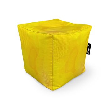 Fotoliu units puf (bean bag) tip cub, impermeabil, abstract galben